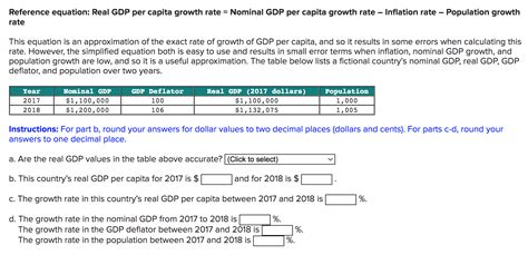 Solved Reference Equation Real Gdp Per Capita Growth Rate Chegg Com