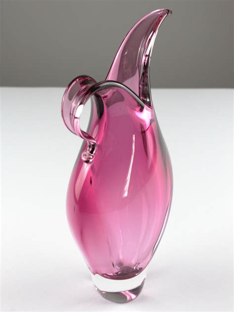 Pink Cased Murano Glass Vase Vintage Pink Crystal Glass Vase Etsy