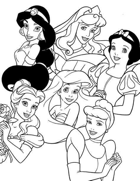 Blancanieves Y Las Cinco Princesas Para Colorear Imprimir E Dibujar Coloringonly Com