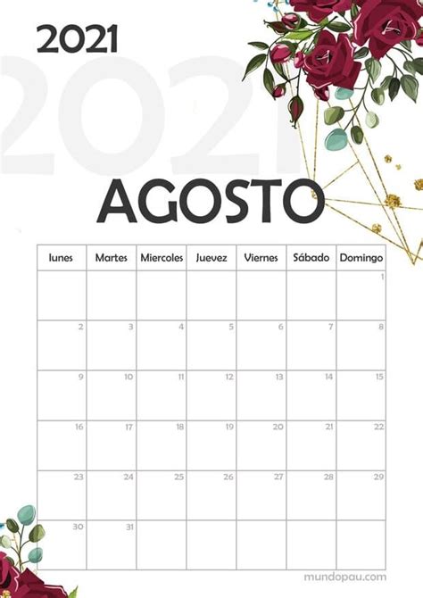 Calendario Agosto 2021 Para Imprimir Gratis Calendario Jul 2021