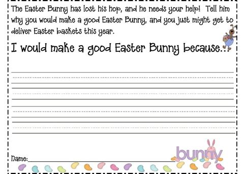 Writing easter draw and write. Cute writing prompt...The Easter Bunny has lost his hop ...
