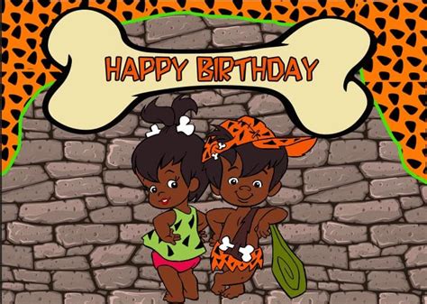 Ruru Pebbles And Bam Bam Birthday Decorations 7x5 Vinyl