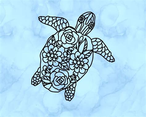 Sea Turtle Zentangle Decal Etsy