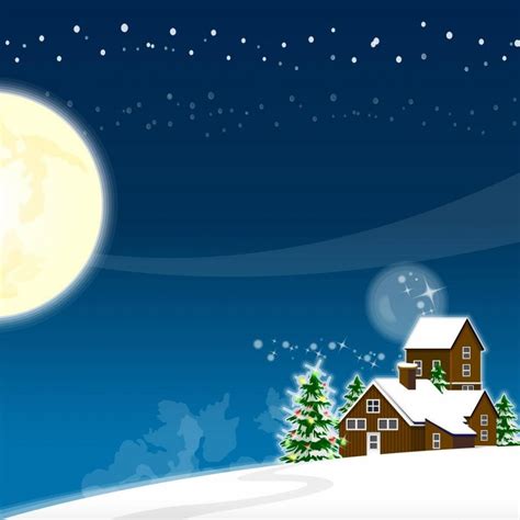 Christmas Tree New Year House Moon Snow Ipad Wallpapers Free Download