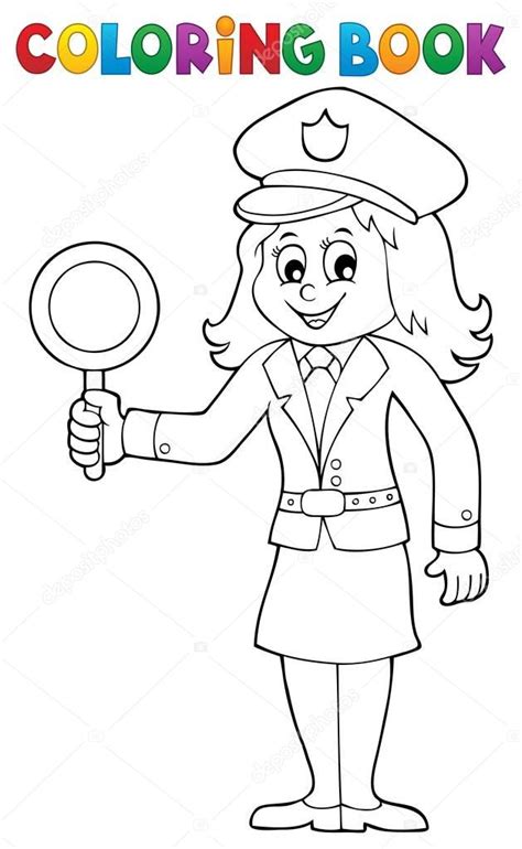 Coloring Book Policewoman Image 1 — Stock Vector © Clairev 159681436