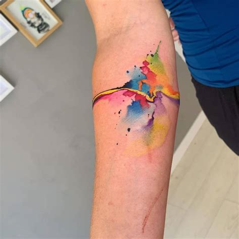 Abstract Watercolor Tattoo Done On The Inner Forearm