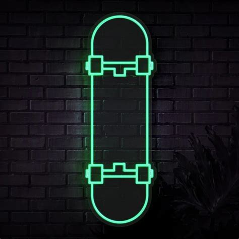 Skateboard Custom Led Neon Sign Skateboard Wall Art Etsy