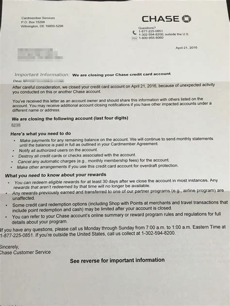 What A Chase Shutdown Letter Looks Like Miles Per Day