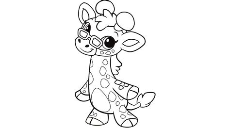 Baby Giraffe Wearing Glasses Coloring Page Free