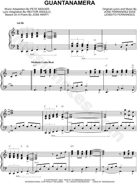 Can't read piano music sheets? Richard Clayderman "Guantanamera" Sheet Music (Piano Solo) in C Major - Download & Print - SKU ...