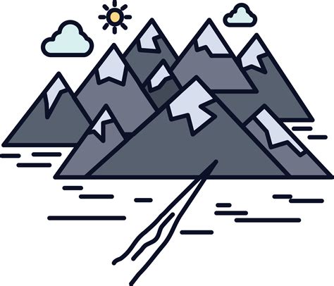 Mountain hill landscape rocks crack Flat Color Icon Vector 13173025