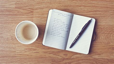 Download Wallpaper Pen Coffee Notebook Writing Hd Hd