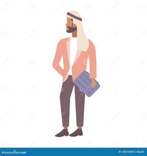 Arabic Man Holding Tablet Arab Businessman Wearing Traditional Clothes