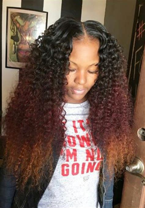 Curly Ombre Middle Part Sewin Curly Weave Hairstyles Hair Styles