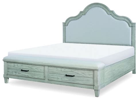 Legacy Classic Belhaven Upholstered Panel Bed With Storage Footboard Farmhouse Platform Beds