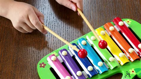 Musical Instrument Xylophone Child Playing On Stock Footage Video 100