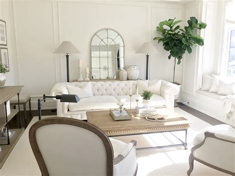 Restoration hardware holdings inc registered shs stock , rh. White living room decor l interior design l tufted couch l ...