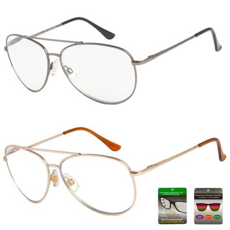 New Aviator Reading Glasses No Line Progressive Clear Lens Unisex Style Usa Ebay