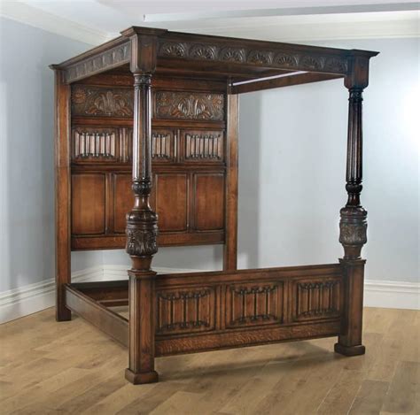 Four Poster Bed With Drapes Super King Size Oak Yola Gray Antiques