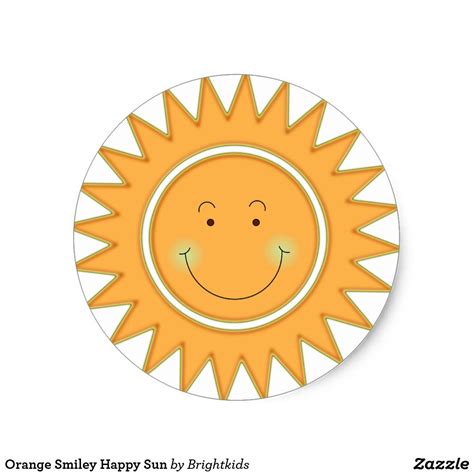 Orange Happy Sun Classic Round Sticker Zazzle Smiley Happy Happy
