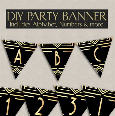 We are suppliers of the largest choice of cascades, confetti, skyscapes, banners, signs and shimmer curtains. Printable Bunting 1920s theme party decor roaring twenties
