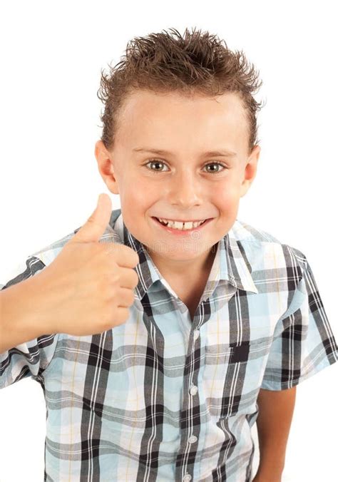 Cute Kid Making Thumbs Up Sign Stock Photo Image Of Schoolboy Male