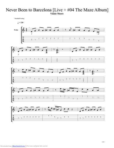 Go go cactus man (guitar version), длина: Never Been To Barcelona guitar pro tab by Vinnie Moore ...