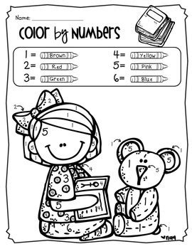 Free pre k coloring pages. Color by Number + Coloring Pages, Back to School Theme ...