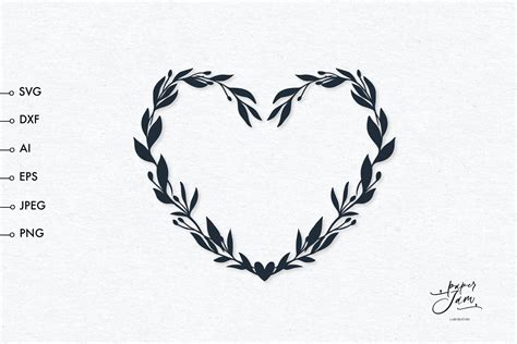 Floral Heart SVG, heart wreath svg, flower frame svg (1154509) | Cut
