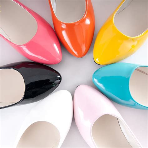 Candy Color Flat Heel Single Shoes Japanned Leather Shallow Mouth
