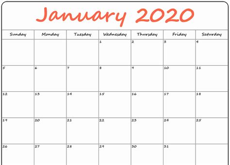 Free January 2020 Calendar Printable With Lines Calendar School