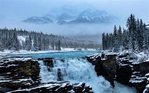 Athabasca Snow Waterfall And Environment Stock Photo Image Of Outdoor