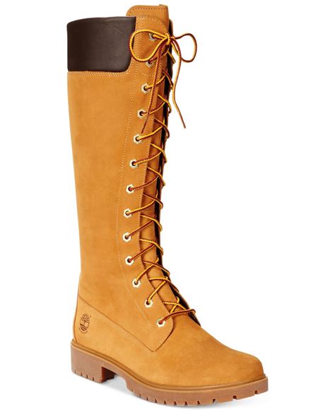 Timberland Womens 14 Premium Lace Up Boots In Natural Lyst