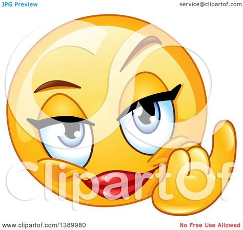 Clipart Of A Cartoon Flirty Female Yellow Smiley Face Emoji Emoticon