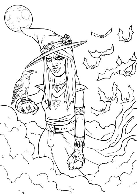 Halloween Witch With Her Raven Simple Version Halloween Adult