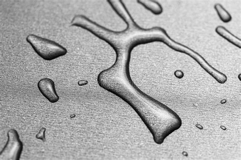 Metal Surface With Transparent Drops Close Up Texture With Spilled Transparent Liquid Stock