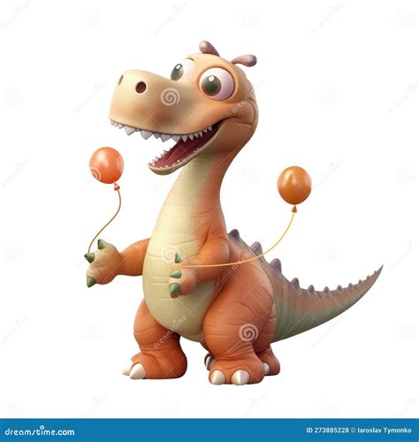 Icono 3d Lindo Dino Divertido Dinosaurio De Dinosaurio Naranja Con Tapa