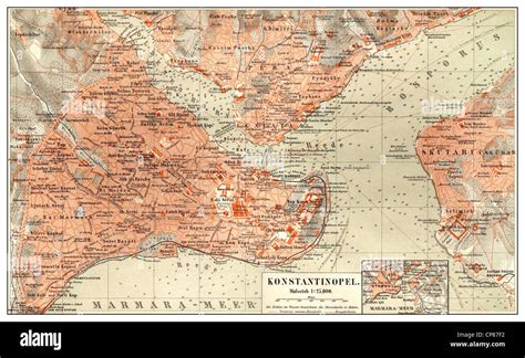 Mapa Histórico De Constantinopla Estambul Turquía Del Siglo Xix