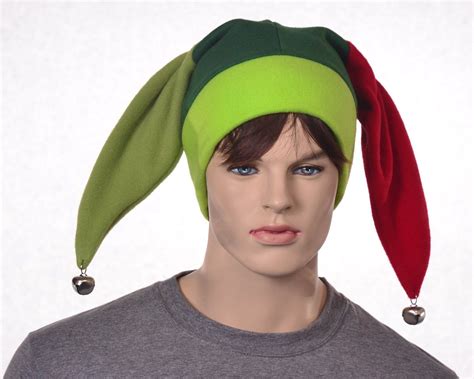 jester cap 3 greens red patchwork carnival costume two point harlequin hat adult fool hat