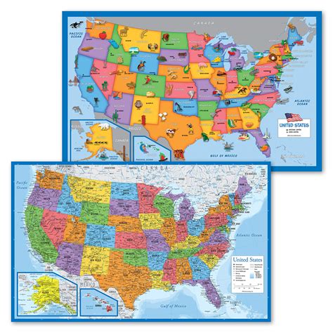 Buy 2 Pack Usa Map For Kids Illustrated United States Of America