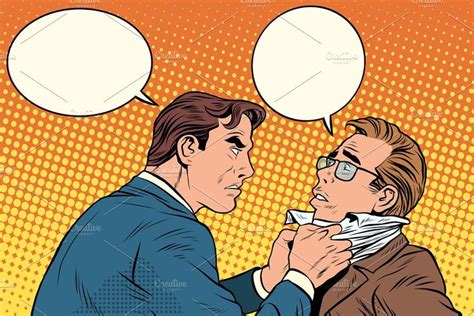 Conflict Men Fight Quarrel Graphic Illustration Business Man Pop Art