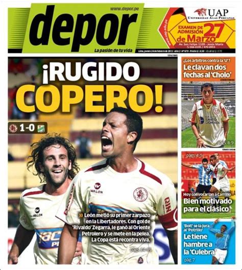 Periódico Depor Perú Periódicos De Perú Edición De Jueves 24 De