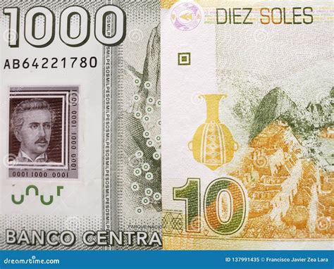 Acercamiento Al Billete De Banco Chileno De 1000 Pesos Y Al Billete De