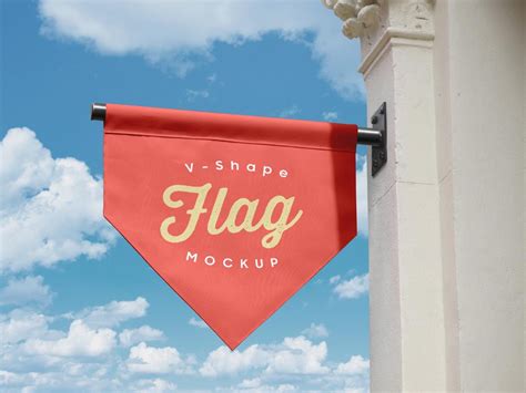 Free Vertical V Shape Hanging Flag Banner Logo Mockup Psd Designbolts