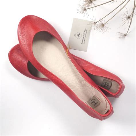 Red Ballet Shoes Leather Ballet Flats Red Shoes Wedding Shoes