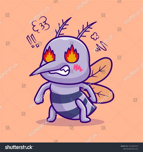 Cute Mosquito Angry Cartoon Vector Icon Stock Vector Royalty Free
