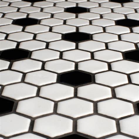 20 Black Hexagon Tile With Grey Grout