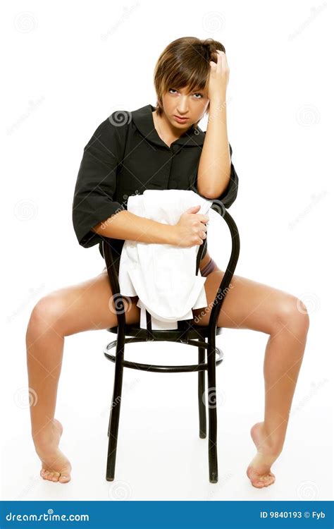 Woman Sitting On A Chair Stock Image Image Of Isolated 9840193
