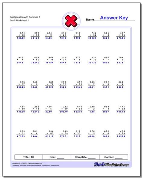 Multiply decimal numbers similar as you multiply whole numbers. Multiplication with Decimals