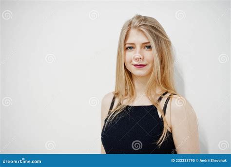 Portrait Of Blonde Girl In Black Stock Image Image Of Casual Fashion